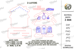 Wooden Christmas House Laser Cut. Christmas Stand Decor SVG Product Image 2