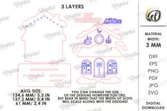 Wooden Christmas House Laser Cut. Christmas Stand Decor SVG Product Image 2