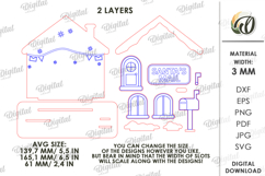 Wooden Christmas House Laser Cut. Christmas Stand Decor SVG Product Image 2