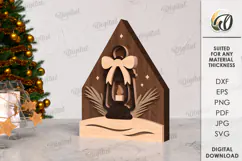 Christmas House Laser Cut. Wooden Christmas Decor SVG Product Image 1