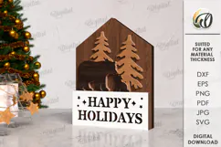 Christmas House Laser Cut. Wooden Christmas Decor SVG Product Image 1