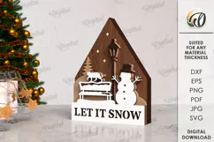 Christmas House Laser Cut. Wooden Christmas Decor SVG Product Image 1