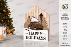 Christmas House Laser Cut. Wooden Christmas Decor SVG Product Image 1