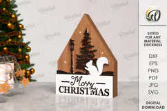 Christmas House Laser Cut. Wooden Christmas Decor SVG Product Image 1