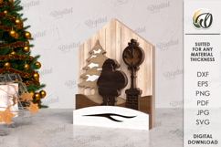 Christmas Houses Bundle Lasercut. Wooden Christmas Decor SVG Product Image 10