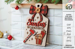 Christmas Mini Cutting Board Laser Cut. Kitchen SVG Product Image 1