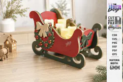 3D Christmas Sleigh Laser Cut | Wooden Santa Sleigh Laser Product Image 1
