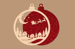Wooden Christmas Village Ornament SVG Product Image 2