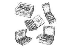 Hand drawing collection of wooden cigar boxes Product Image 1