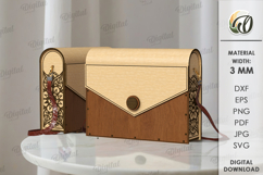 Wooden Clutch Laser Cut. Floral Women Clutch Purse SVG Product Image 1