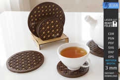 Wooden Coasters Laser Cut Kit | Layered Coasters with Holder Product Image 1