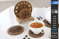 Wooden Coasters Laser Cut Kit | Layered Coasters with Holder Product Image 1