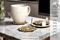 Kitchen Coaster Laser Cut. Drink Coaster With Holder SVG Product Image 1