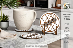 Kitchen Coaster Laser Cut. Drink Coaster With Holder SVG Product Image 1