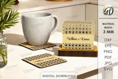 Kitchen Coaster Laser Cut. Drink Coaster With Holder SVG Product Image 1