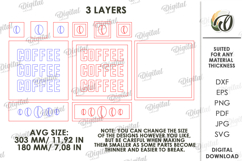 3D Coffee Sign Laser Cut. Kitchen Wall Decor SVG Product Image 2