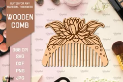 Laser Cut Wooden Hair Comb SVG. Comb With Engraving Product Image 1