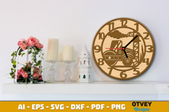 Wooden Construction Wall Clock Lasercut Product Image 1