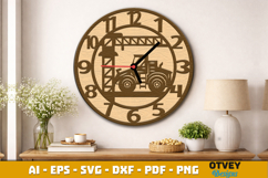 Wooden Construction Wall Clock Lasercut Product Image 2