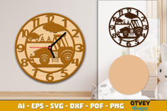 Wooden Construction Wall Clock Lasercut Product Image 3