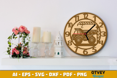 Wooden Construction Wall Clock Lasercut Product Image 2