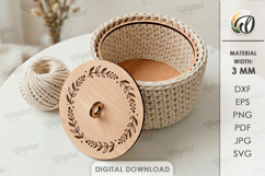Crochet Basket Base Laser Cut. Crochet Basket Lid Base SVG Product Image 1