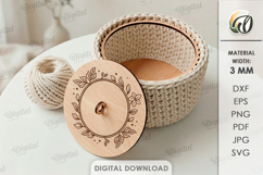 Crochet Basket Base Laser Cut. Crochet Basket Lid Base SVG Product Image 1