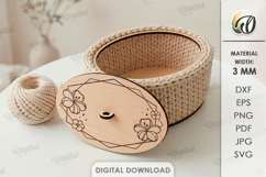 Crochet Basket Base Laser Cut. Crochet Basket Lid Base SVG Product Image 1