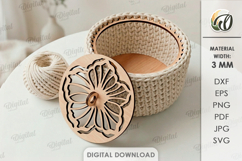 Crochet Basket Bases Bundle Laser Cut. Basket Lid Base SVG Product Image 9