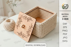Crochet Basket Base Laser Cut. Crochet Basket Lid Base SVG Product Image 1