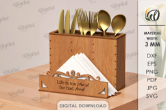 3D Cutlery Organizer Laser Cut. Kitchen Organizer SVG Product Image 1
