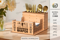 3D Cutlery Organizer Laser Cut. Kitchen Organizer SVG Product Image 1