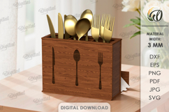 3D Cutlery Organizer Laser Cut. Kitchen Organizer SVG Product Image 2