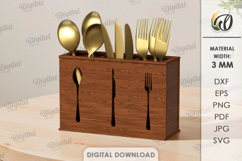 3D Cutlery Organizer Laser Cut. Kitchen Organizer SVG Product Image 2