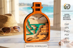 3D Bottle Decor Laser Cut. Standing Decor SVG Product Image 1