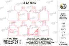 3D Bottle Decor Laser Cut. Standing Decor SVG Product Image 2