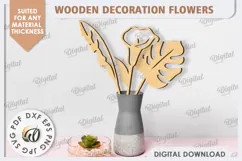 Wooden Decoration Flowers Laser Cut. Wooden Wildflowers SVG Product Image 1