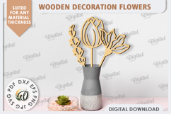 Wooden Decoration Flowers Laser Cut. Wooden Wildflowers SVG Product Image 1
