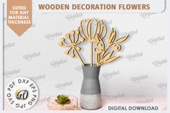 Wooden Decoration Flowers Laser Cut. Wooden Wildflowers SVG Product Image 1