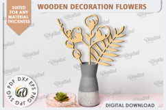 Wooden Decoration Flowers Laser Cut. Wooden Wildflowers SVG Product Image 1