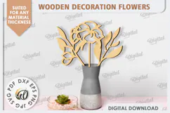 Wooden Decoration Flowers Laser Cut. Wooden Wildflowers SVG Product Image 1