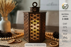 3D Decorative Lantern Laser Cut. Tea light Candle Holder SVG Product Image 1