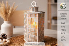 3D Decorative Lanterns Bundle Laser Cut. Candle Holder SVG Product Image 9