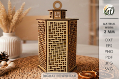 3D Decorative Lantern Laser Cut. Tea light Candle Holder SVG Product Image 1