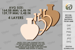 Decorative Vase Laser Cut. Wooden Flower Holder SVG Product Image 2