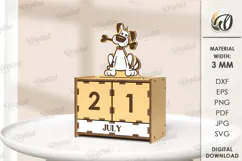 3D Wooden Desktop Calendar Lasercut. Funny kids Calendar SVG Product Image 1