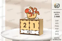 3D Wooden Desktop Calendar Lasercut. Funny kids Calendar SVG Product Image 1