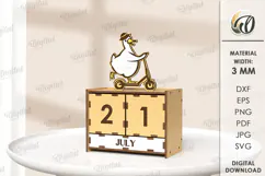 3D Wooden Desktop Calendar Lasercut. Funny kids Calendar SVG Product Image 1