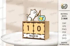 3D Wooden Desktop Calendar Lasercut. Funny kids Calendar SVG Product Image 1