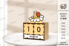 3D Wooden Desktop Calendar Lasercut. Funny kids Calendar SVG Product Image 1